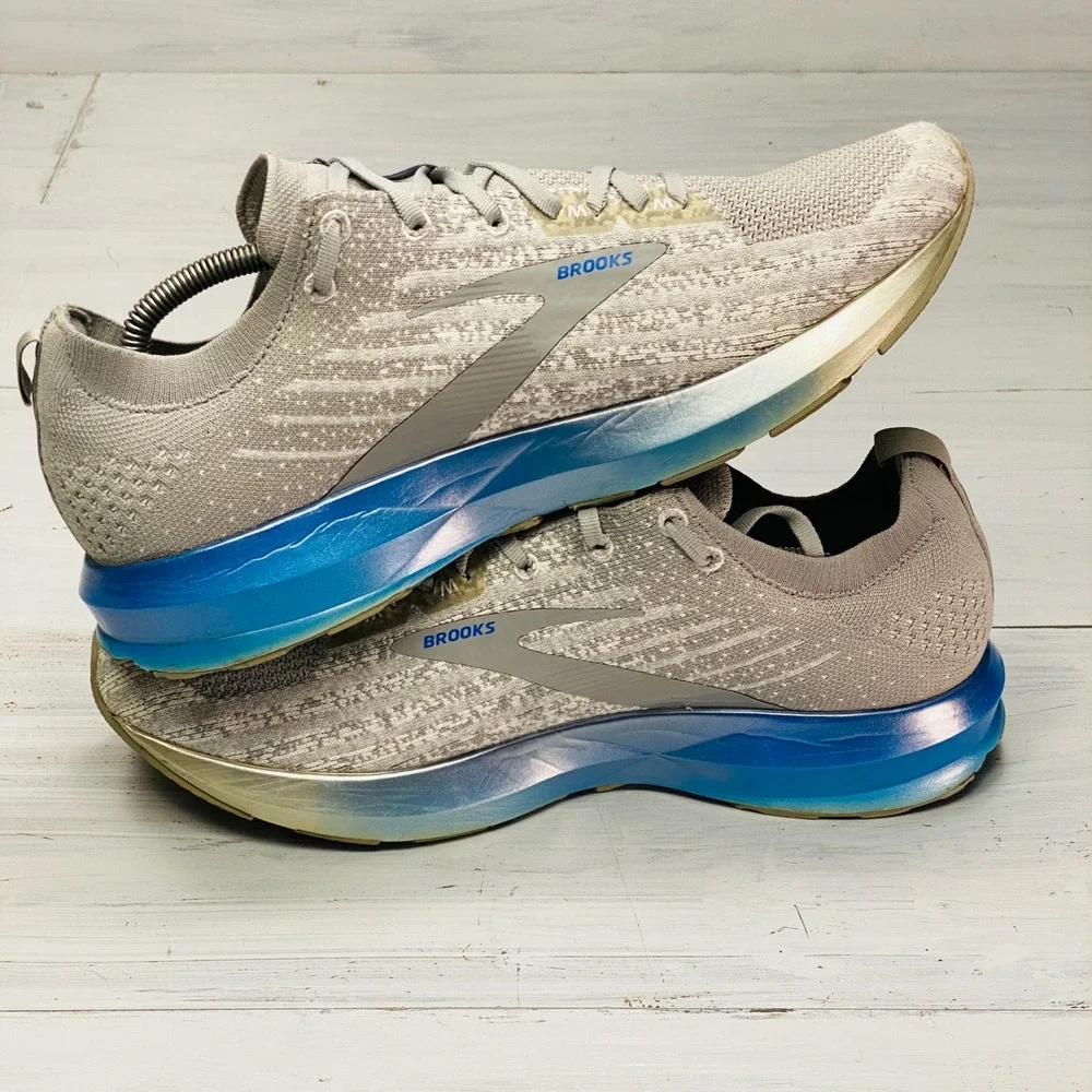 Brooks Levitate 3 Mens 11 Grey Blue DNA AMP Knit Athletic Running Shoes 1103121D